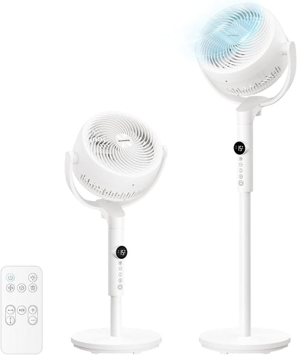 SONGMIICS Ventilateur sur Pied Silencieux 20 dB, avec Télécommande, Circulateur d’Air Puissant, Oscillation 120°+135°, 15 Vitesses, Minuterie 15 h, 3 Modes, Hauteur Réglable, Blanc Nuage