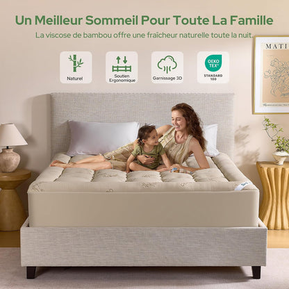 BEDLORE Surmatelas 160x200 cm, sur Matelas 2 Personne en Viscose de Bambou