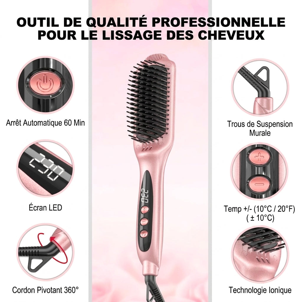 LANDOT Brosse Lissante, 12 temp. 120-230°C, 30s chauffe, anti-brûlure
