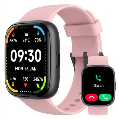 Montre connectée multifonction pour hommes / femmes, 1,83 inch, avec moniteur de pas / d'activité, podomètre, montre connectée pour répondre / passer des appels, Compatible Android iOS