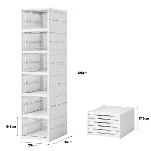 Meuble Chaussure Pliable. Rangement Chaussures Gain de Place pour Entrée, Garde-Robe et Hall. Boite Rangement Chaussures en Plastique Empilables (6 Compartiments)